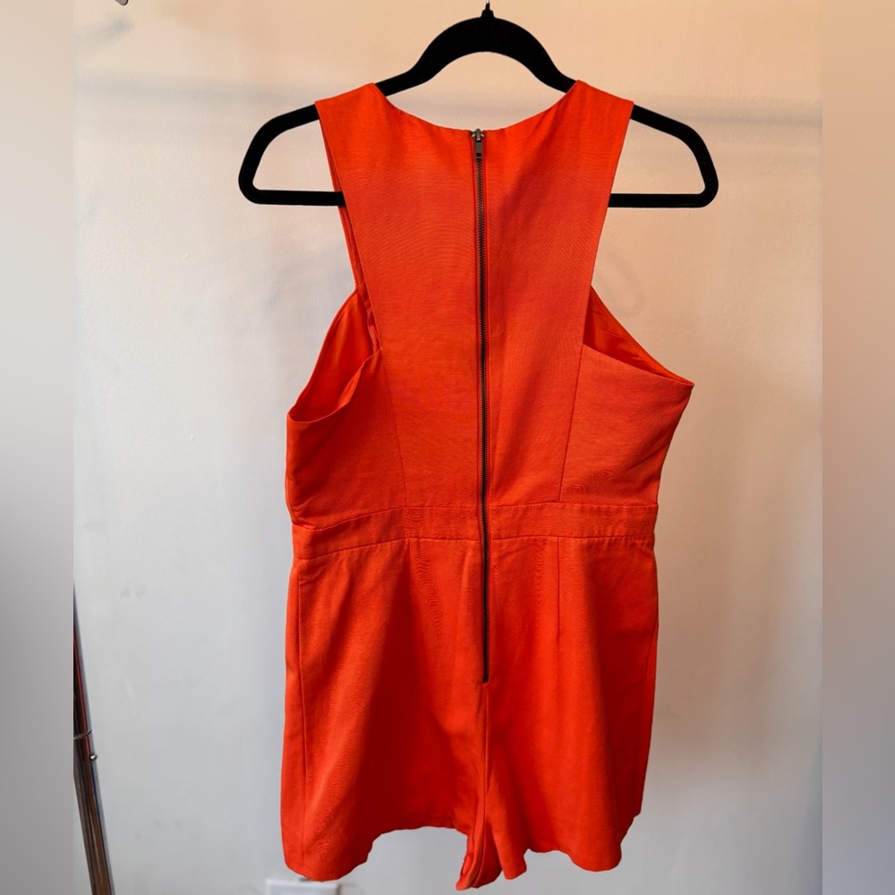 Summer Topshop Bright Orange Sleeveless Cutout Romper - Picture 7 of 8